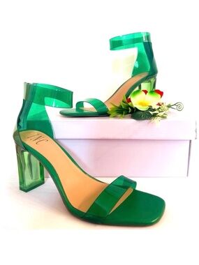 INC ~ International Concepts Emerald Green Transparent 3.75” Heels size 10